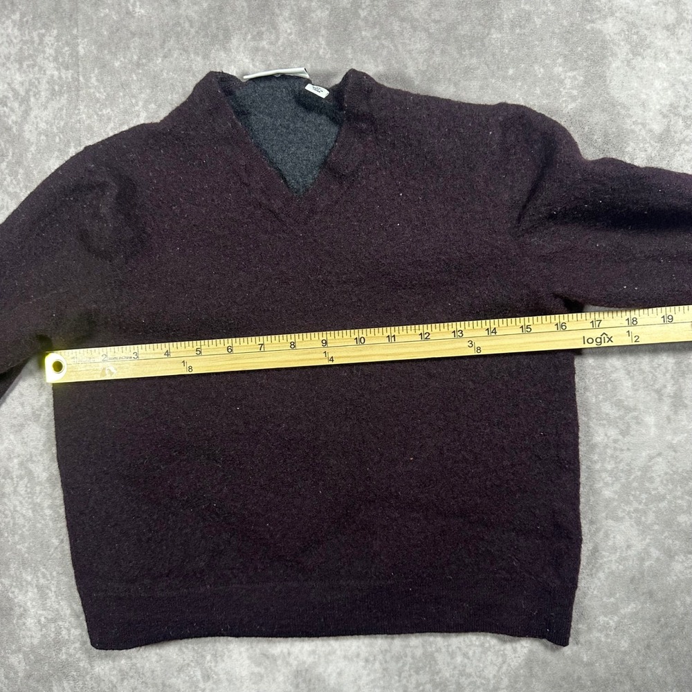 Calvin Klein Extra Fine Merino Wool V-Neck Sweater XL Plum Purple Knit Cropped - Picture 5 of 6